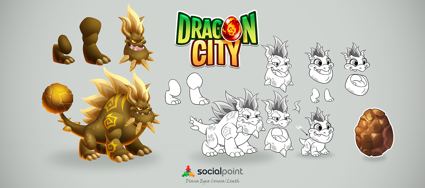 videogame concept art Character design  evolution dragons flame Social Point Dragon City