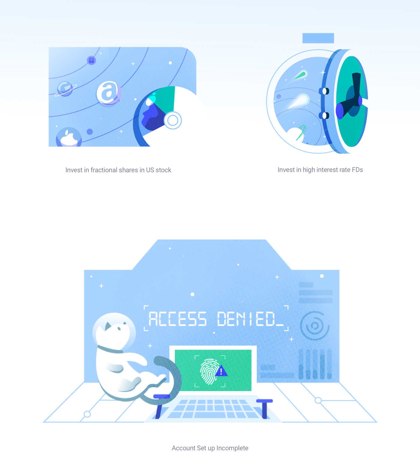 animation  app app illustrations Brand Language design Fintech icons ILLUSTRATION  Investment UI