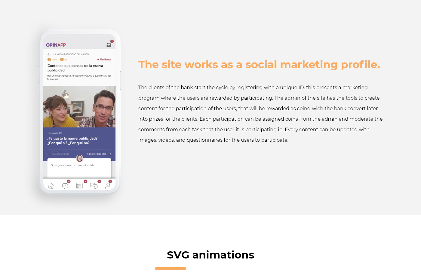 svg animation UI user experience ux app application landing page poll Website opinion app