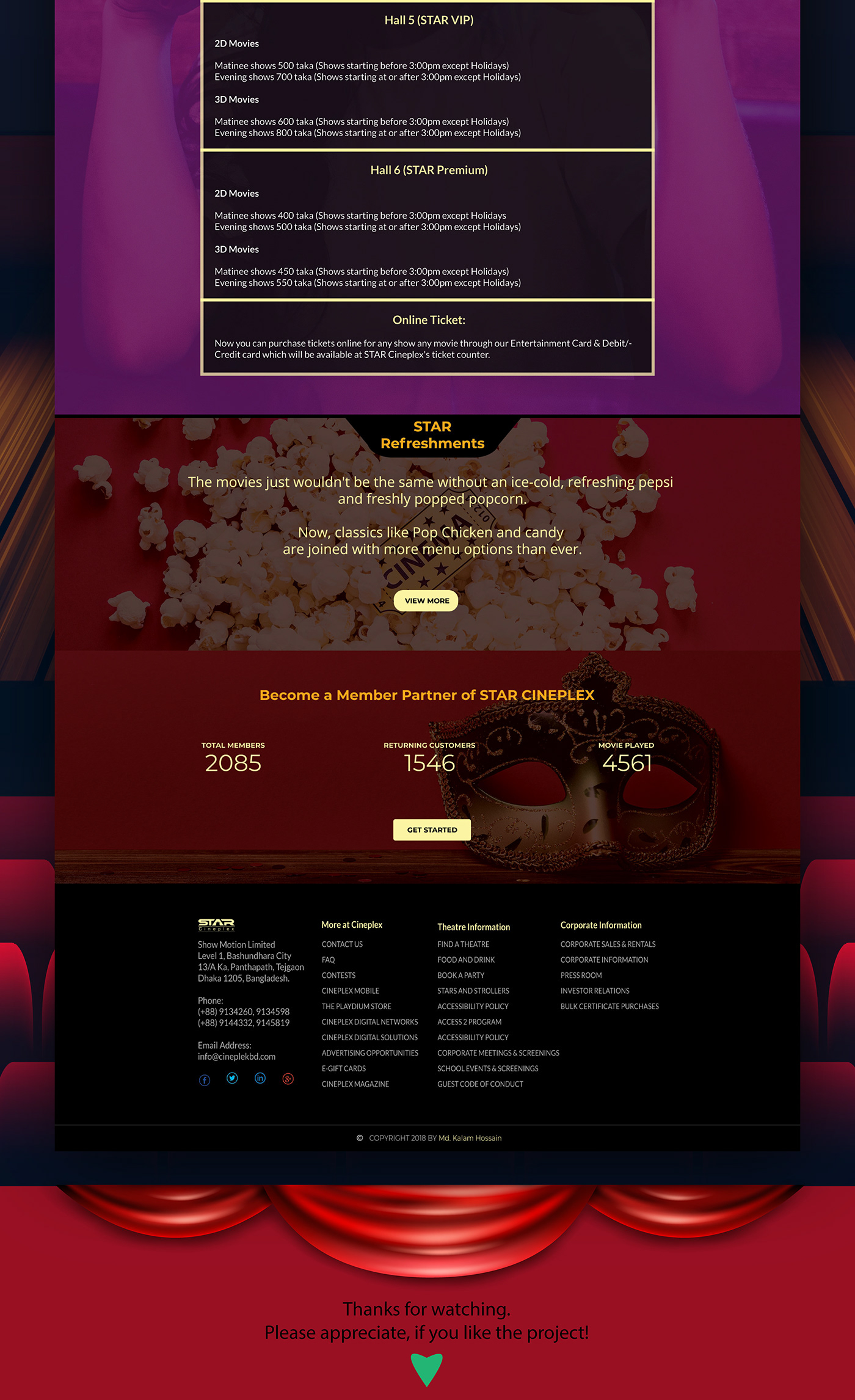 Web UI Design Web UI ux STAR CINEPLEX Theater Web UI Redesign theater web ui cinema hall website