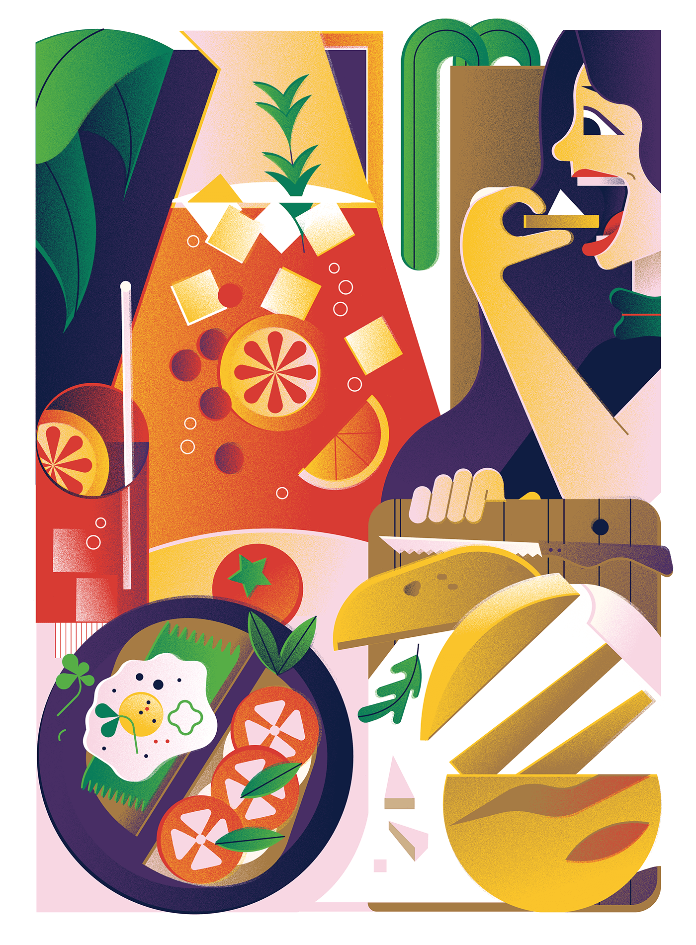 vector digital illustration Food  mood Health Advertising  drink happy Character poster