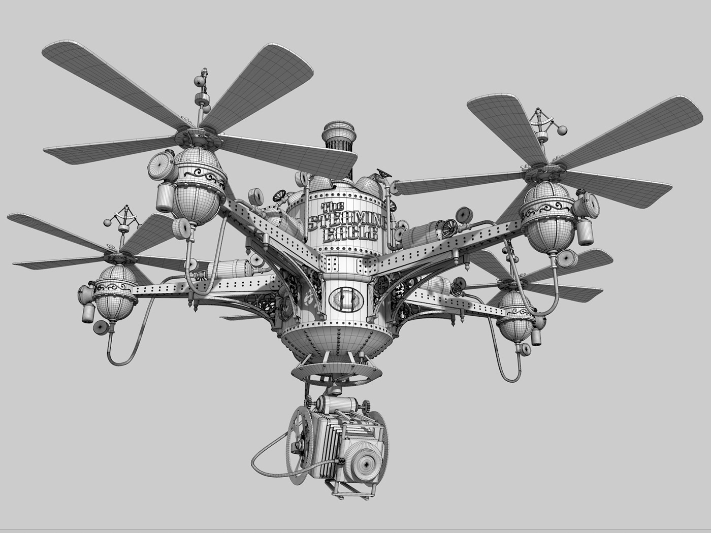 STEAMPUNK Steampunk art drone digital artist Digital Art  3d artist cinema 4d retrofuture ILLUSTRATION  concept art