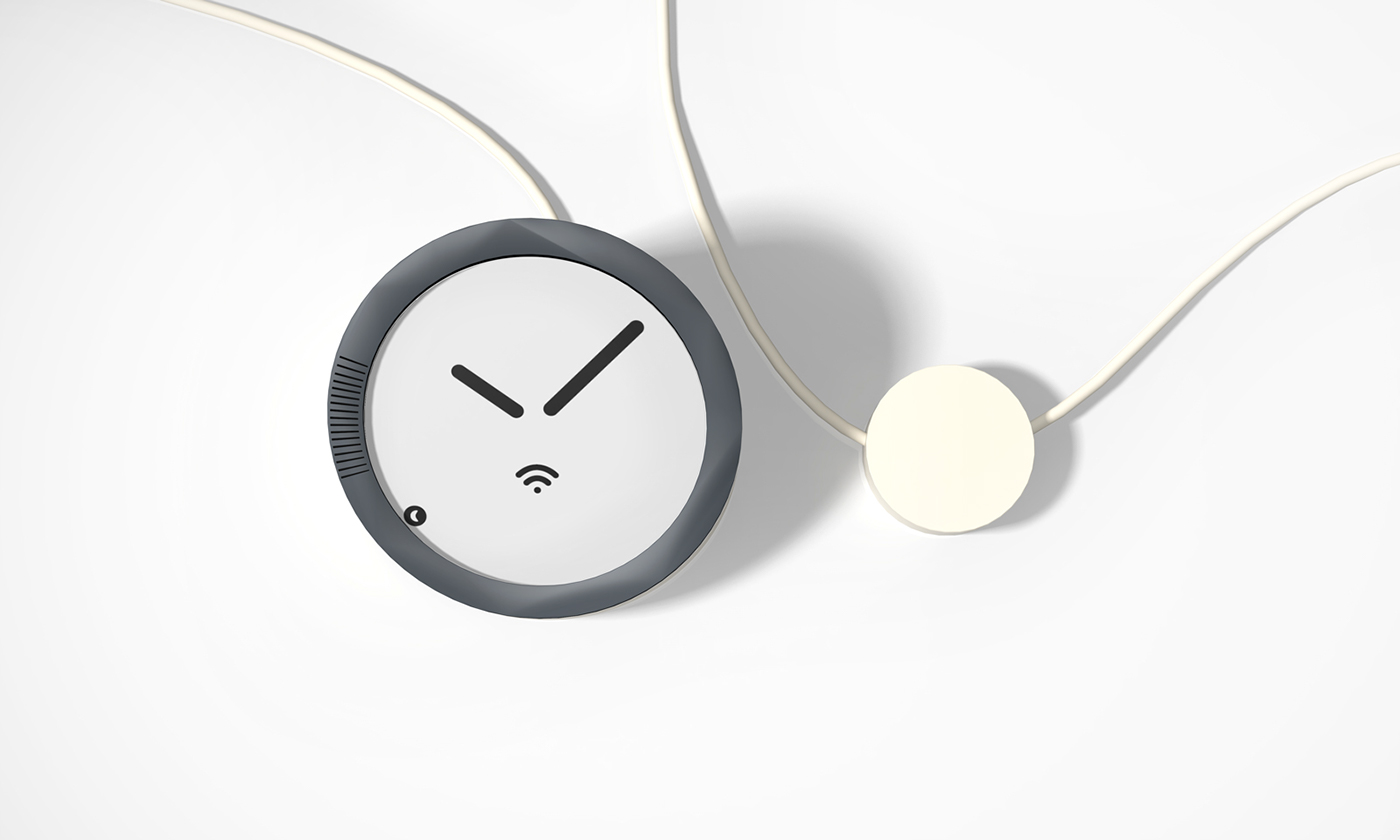 clock alarm Gadget transmitter design industrial product creme blue pastel