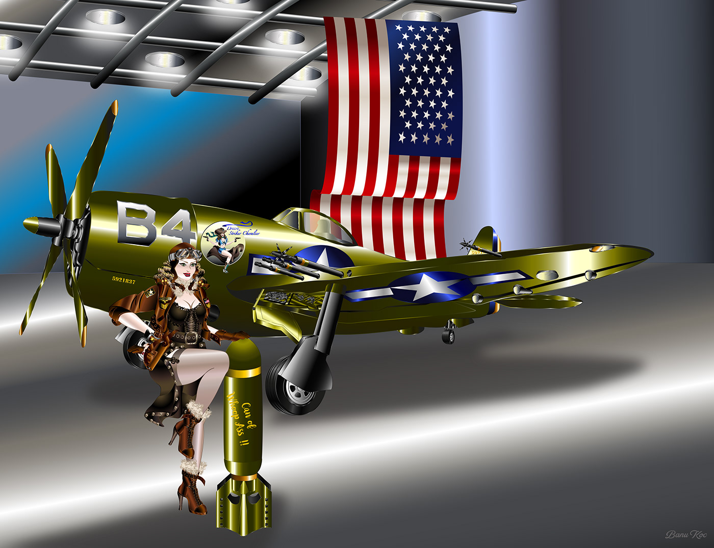 Aircraft airforce airplane army aviation Digital Art  noseart p-47 pin-up pinup