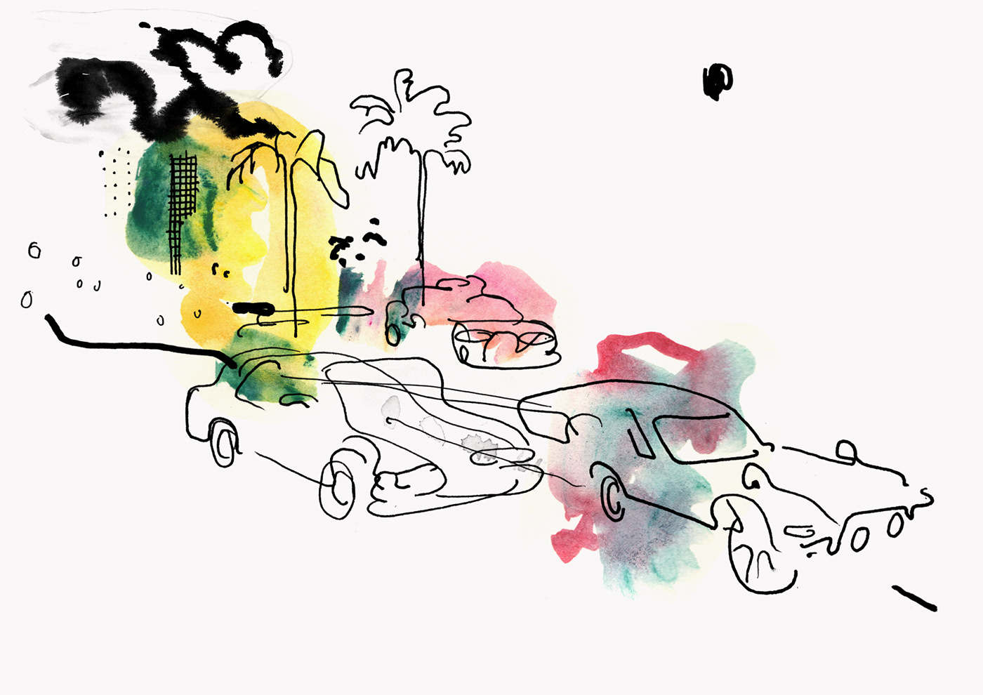 Chase Robbery comic psychedelic carchase Cars ink artistic Drawing  ILLUSTRATION 