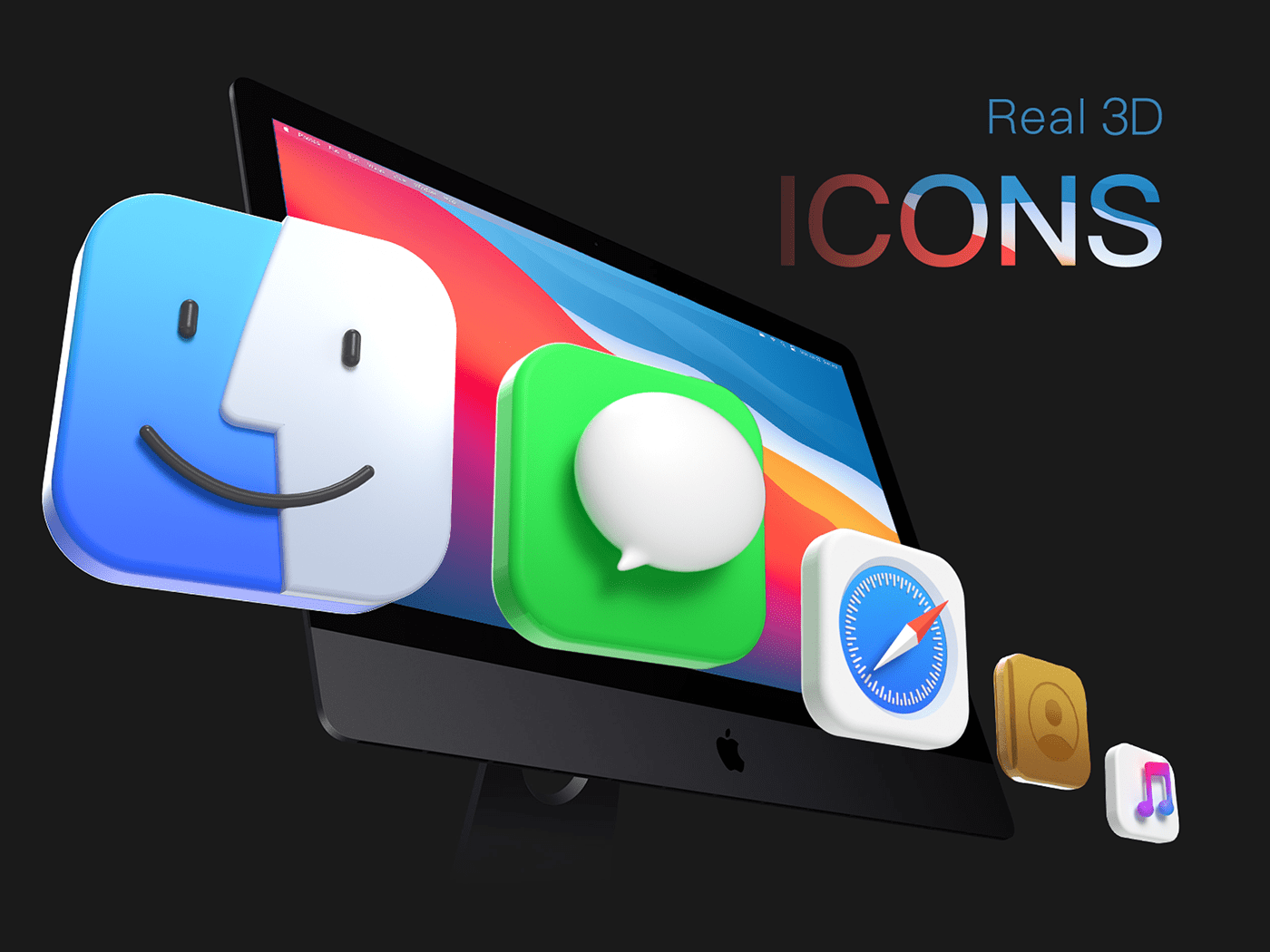 3D apple big sur c4d free freebies icons ios mac os icon UI