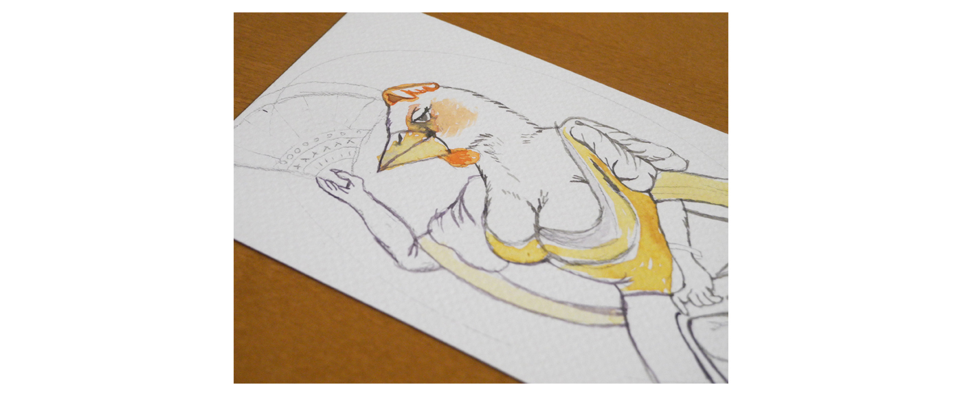 illusration chicken Drawing  watercolor