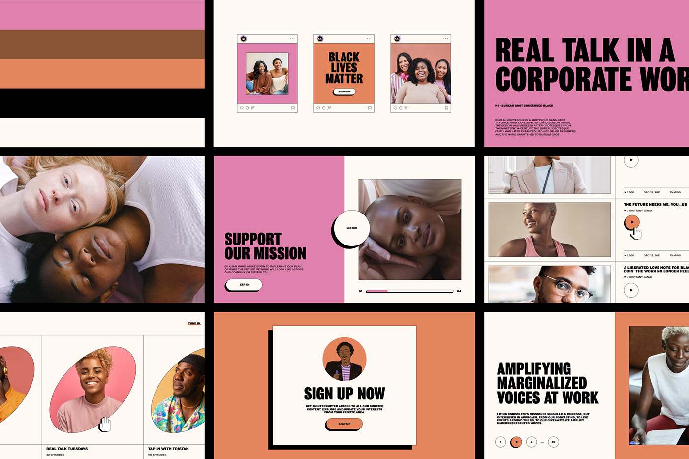 living corporate Black Lives Matter BLM Blog Figma Podcasts ui design UI/UX user interface Website