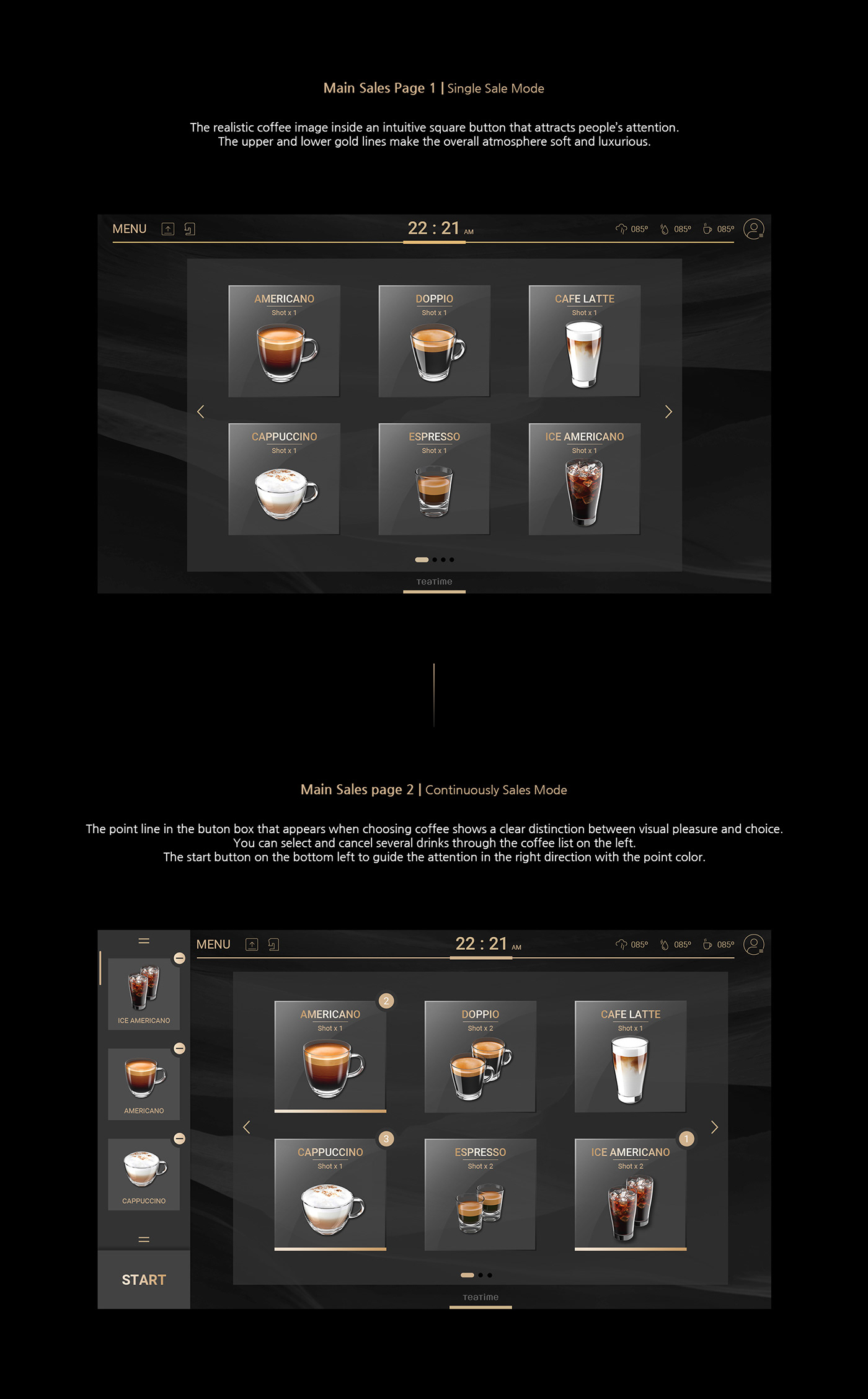 automatic Coffee Coffee machine design GUI Interface Kiosk UI ux uxui