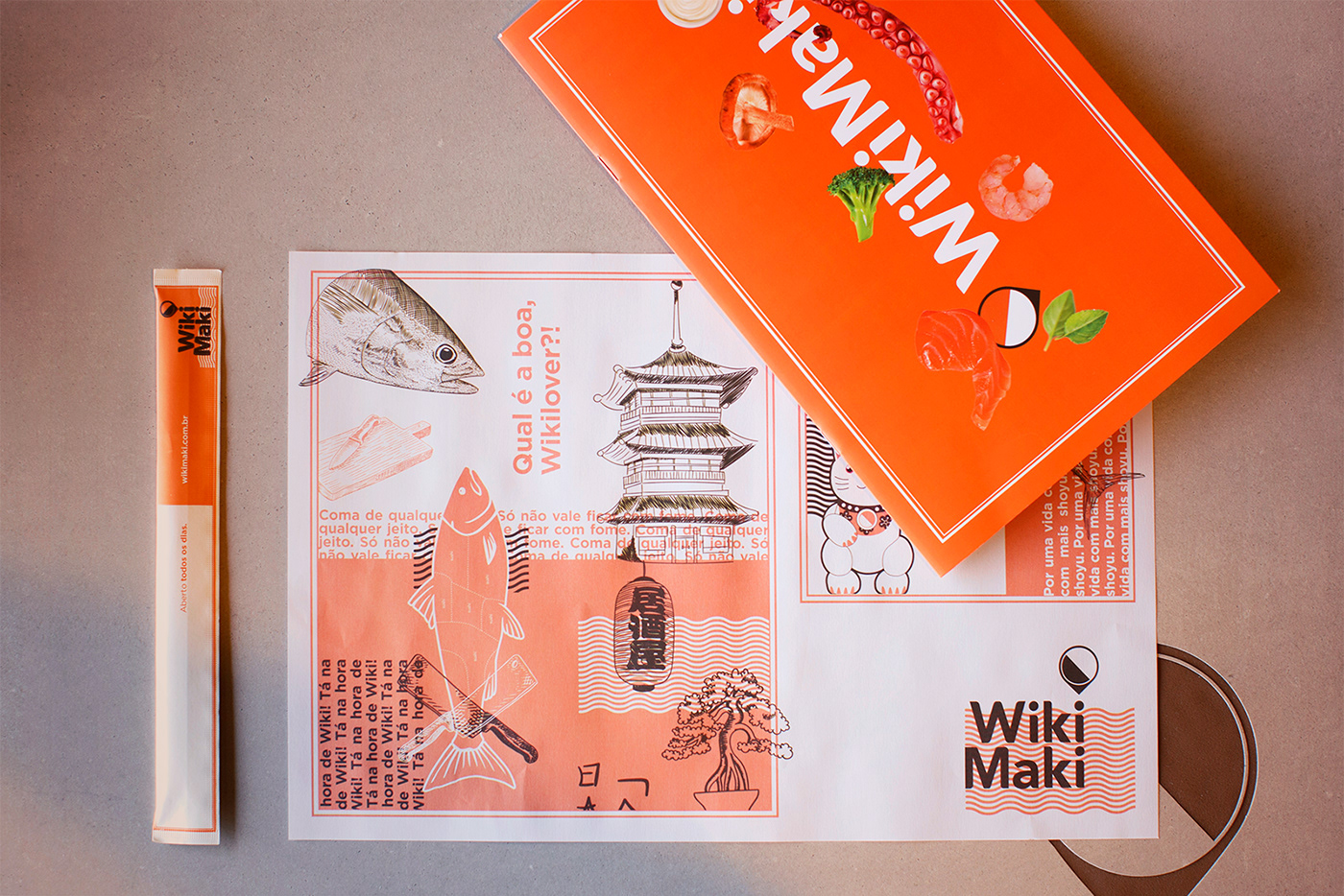 japanese Food  identity corporative visual restaurant Sushi package orange