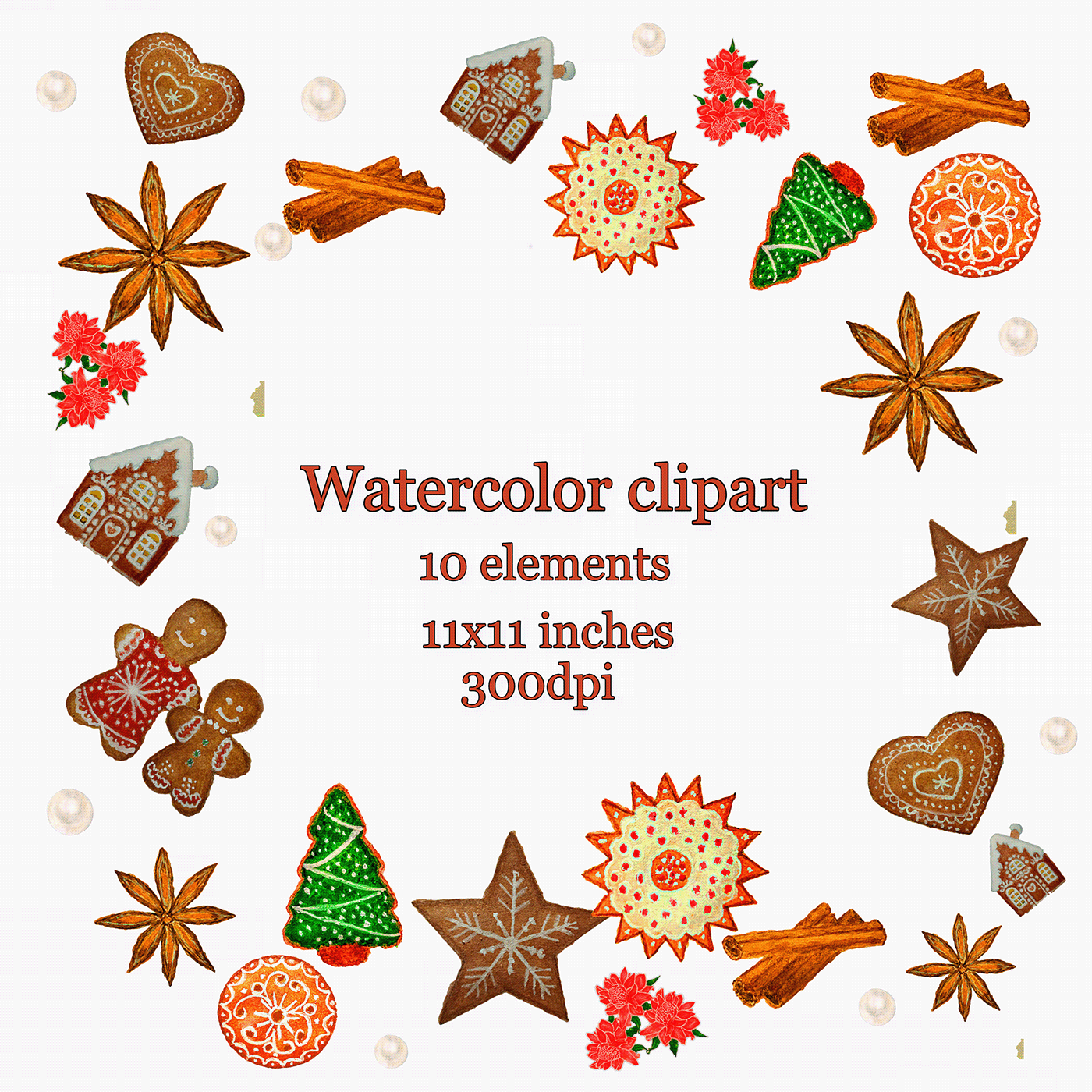 Watercolor gingerbread cookies