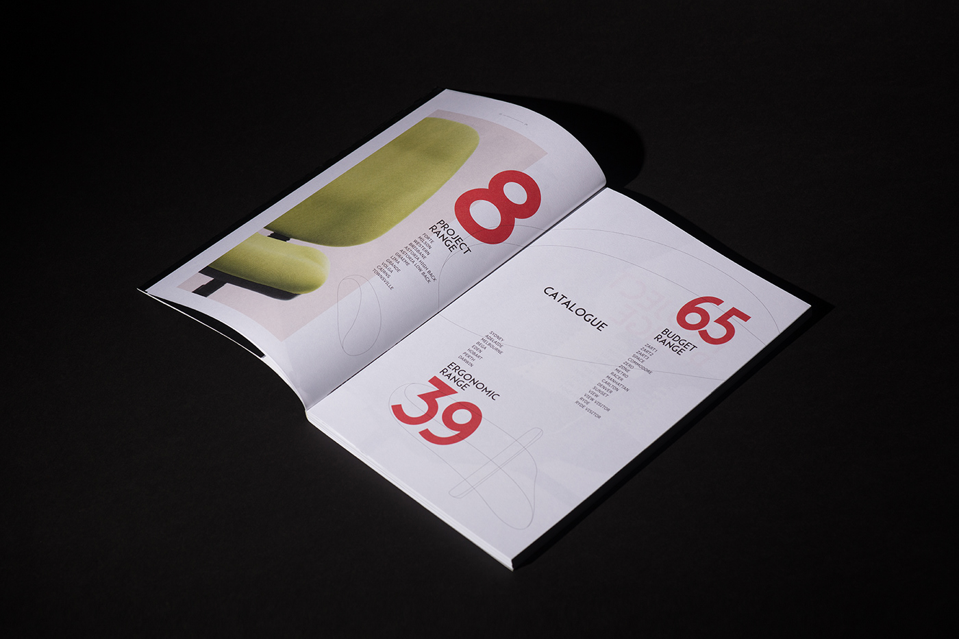 brochure design Catalogue Layout branding  ILLUSTRATION  creative flat design Photography  office chair premium