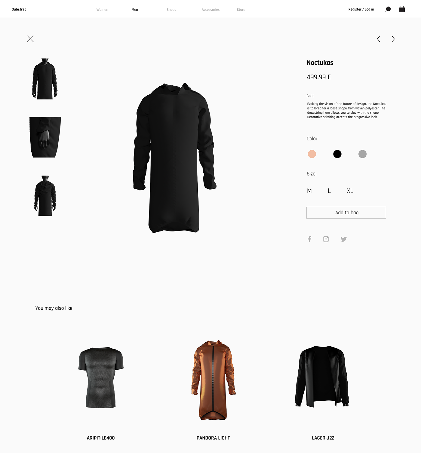 minimal clean store shop flat ux UI dark concept Fashion 