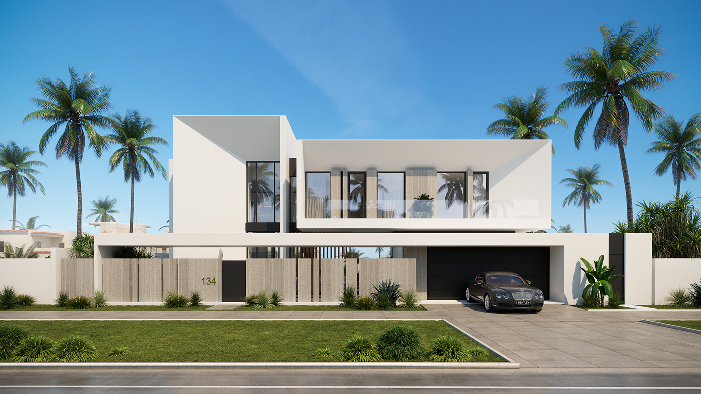 3d render Abu Dhabi Modern Villa visualization architect architecture architecture design dubai private villa UAE Architecture