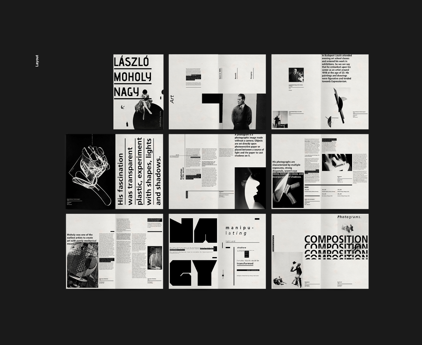 editorial Layout tipografia typography   bauhaus grid grilla Laszlo Moholy-Nagy modernism art
