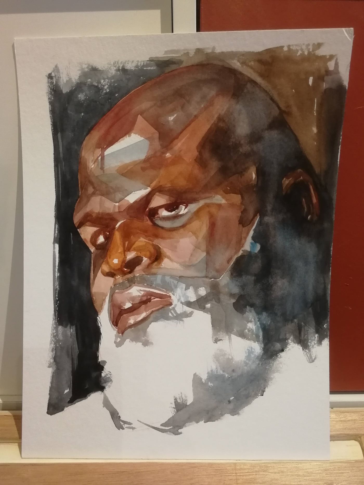 aquarelle head headshot making of mark henry painting   peinture portrait tutoriel watercolor