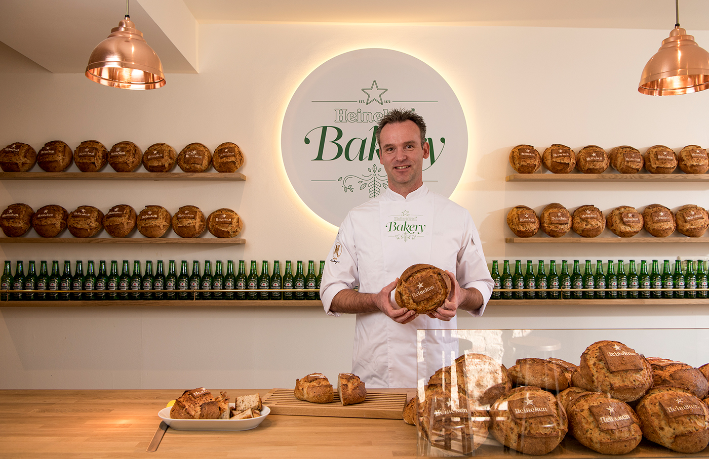 heineken beer bread bakery interior design  branding  pop-up art direction 