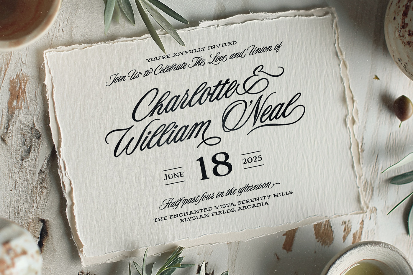 Elegant Wedding Invitation with The Original Retro Script Font by BlessedPrint