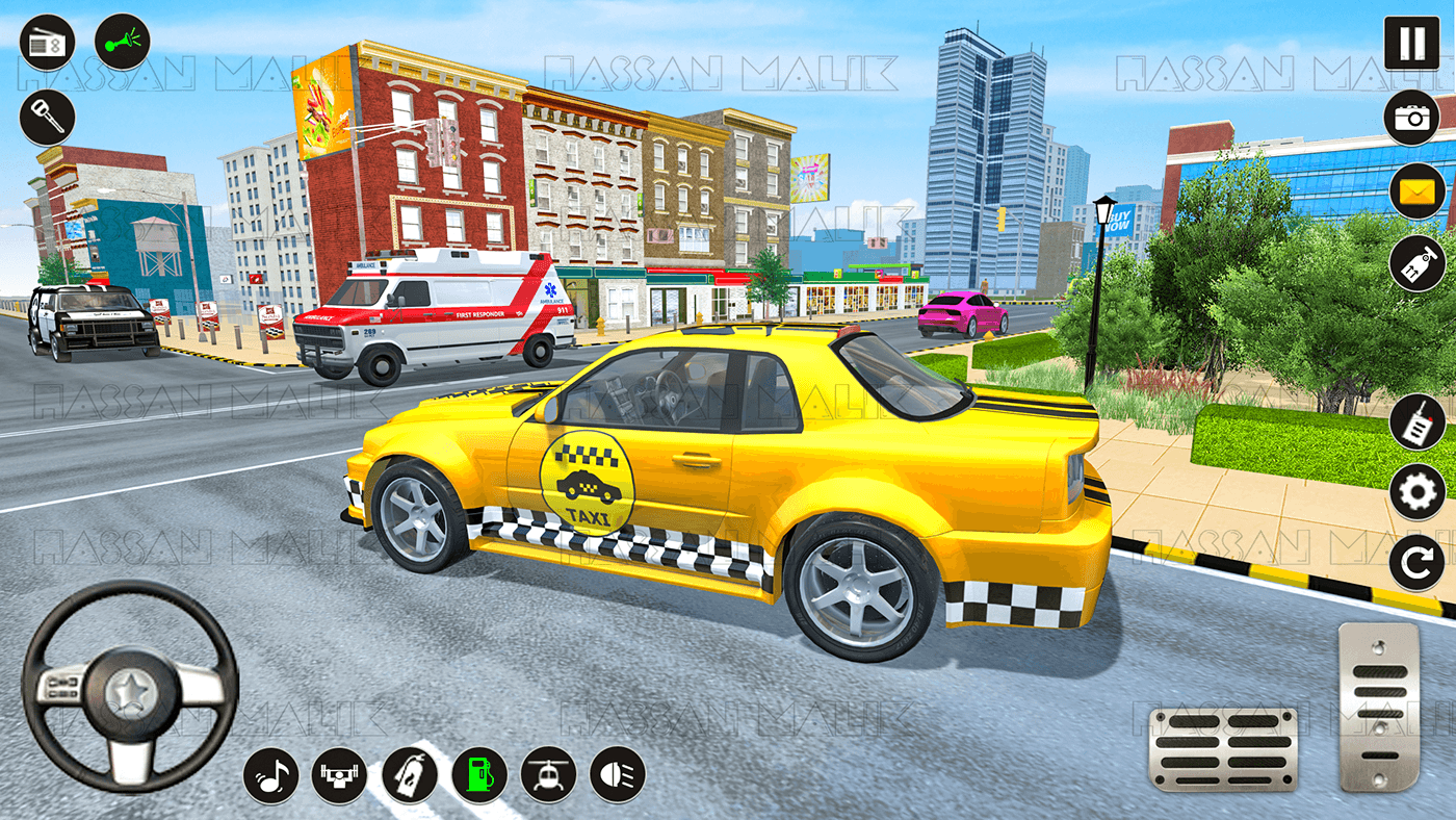 taxi car card parking simulator game 3D Render 3ds max vray