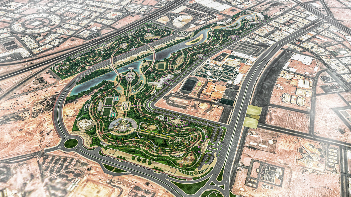 Landscape Park 2030 VISION green city visualization architecture Render 3D exterior