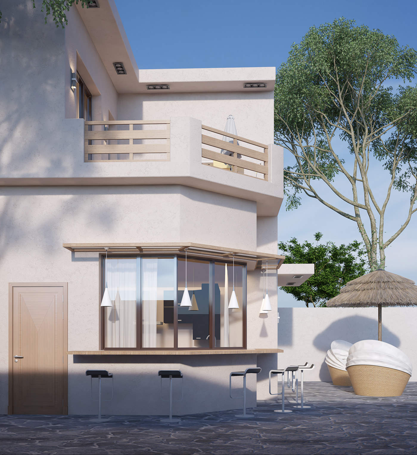 Pool Villa exterior_render Waseem_Dabbas architect house moder_house vray render