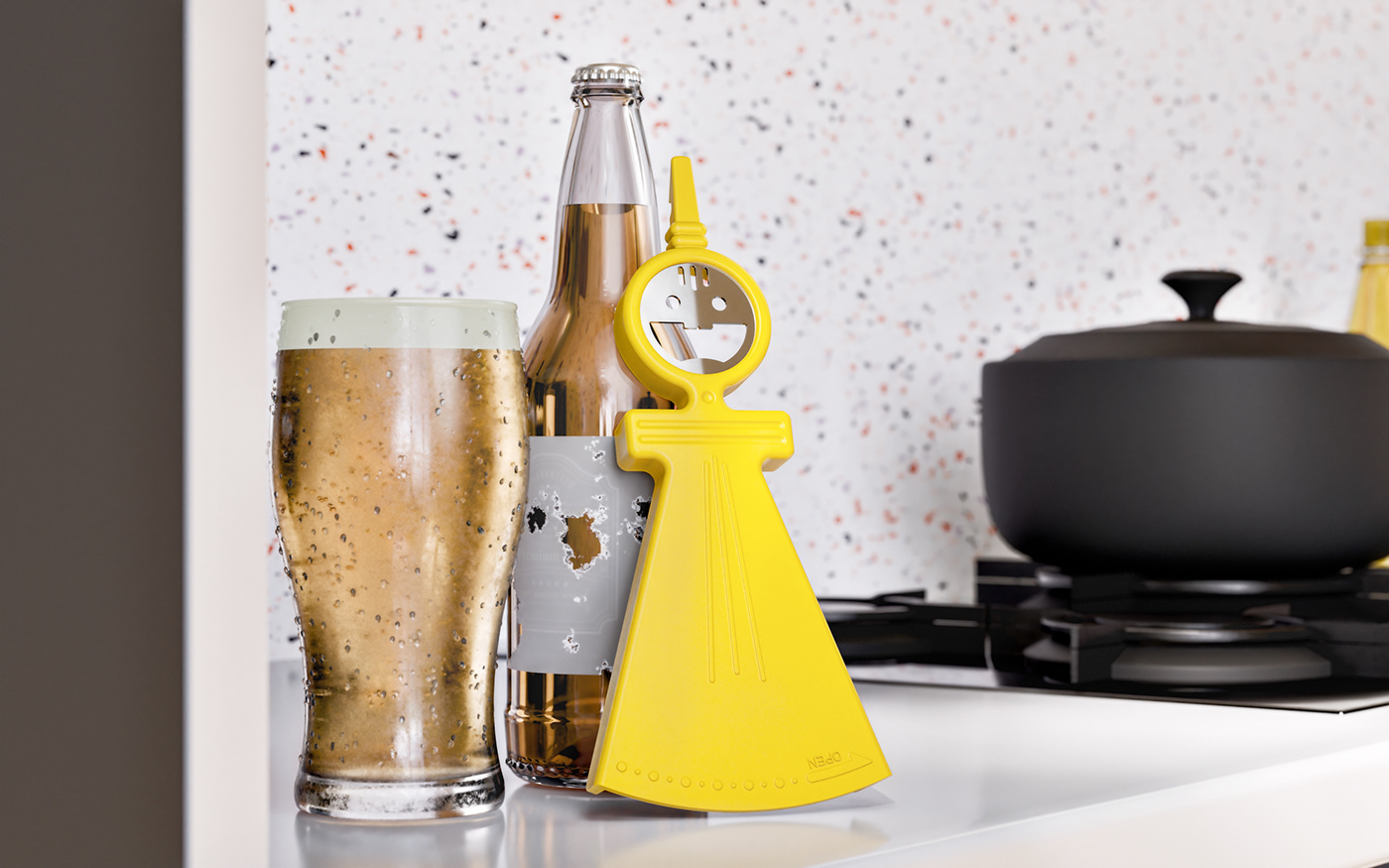 bottle opener kitchen tools girls Character lifestyle product design  3D Render