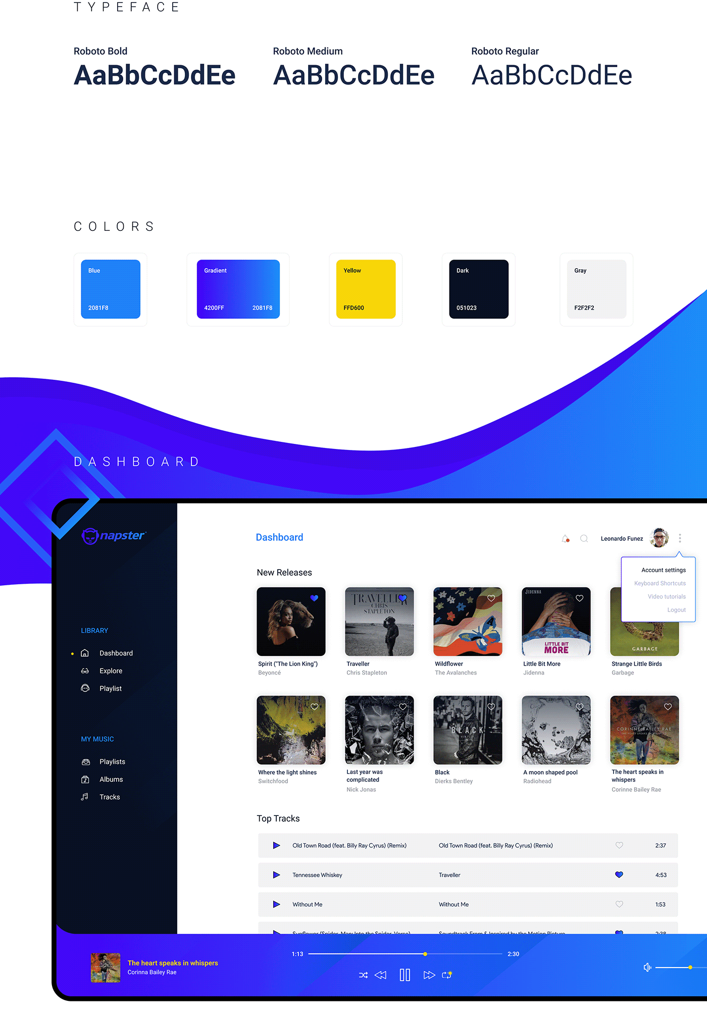 Napster Music Player ui design UX design music player Web Design  web application ui concept concept redesign