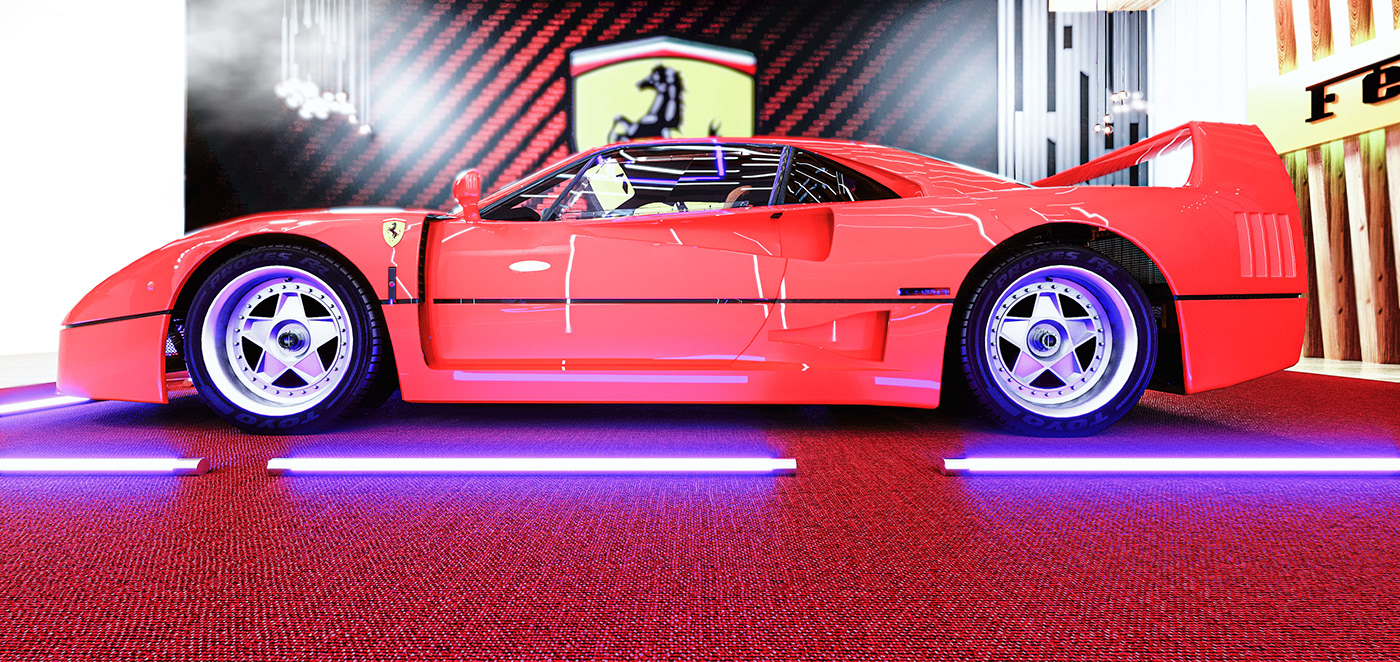 automotive   car 3D 3ds max CGI Render visualization corona Ferrari F40 Cars