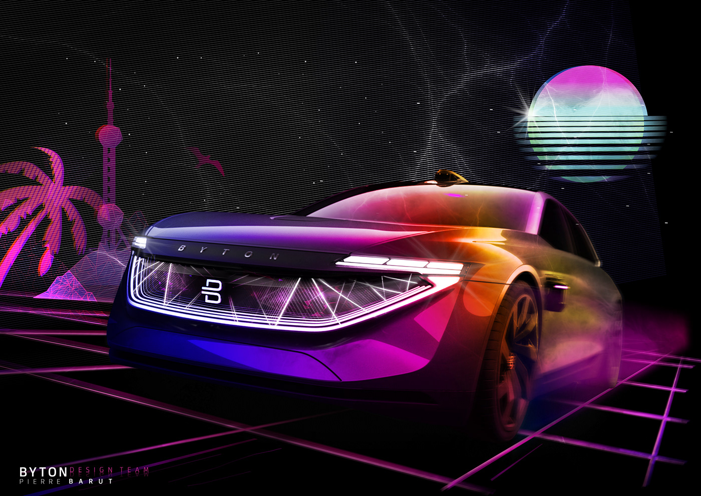 Byton k-byte concept concept-car car design sketch Transportation Design start-up graphic design 