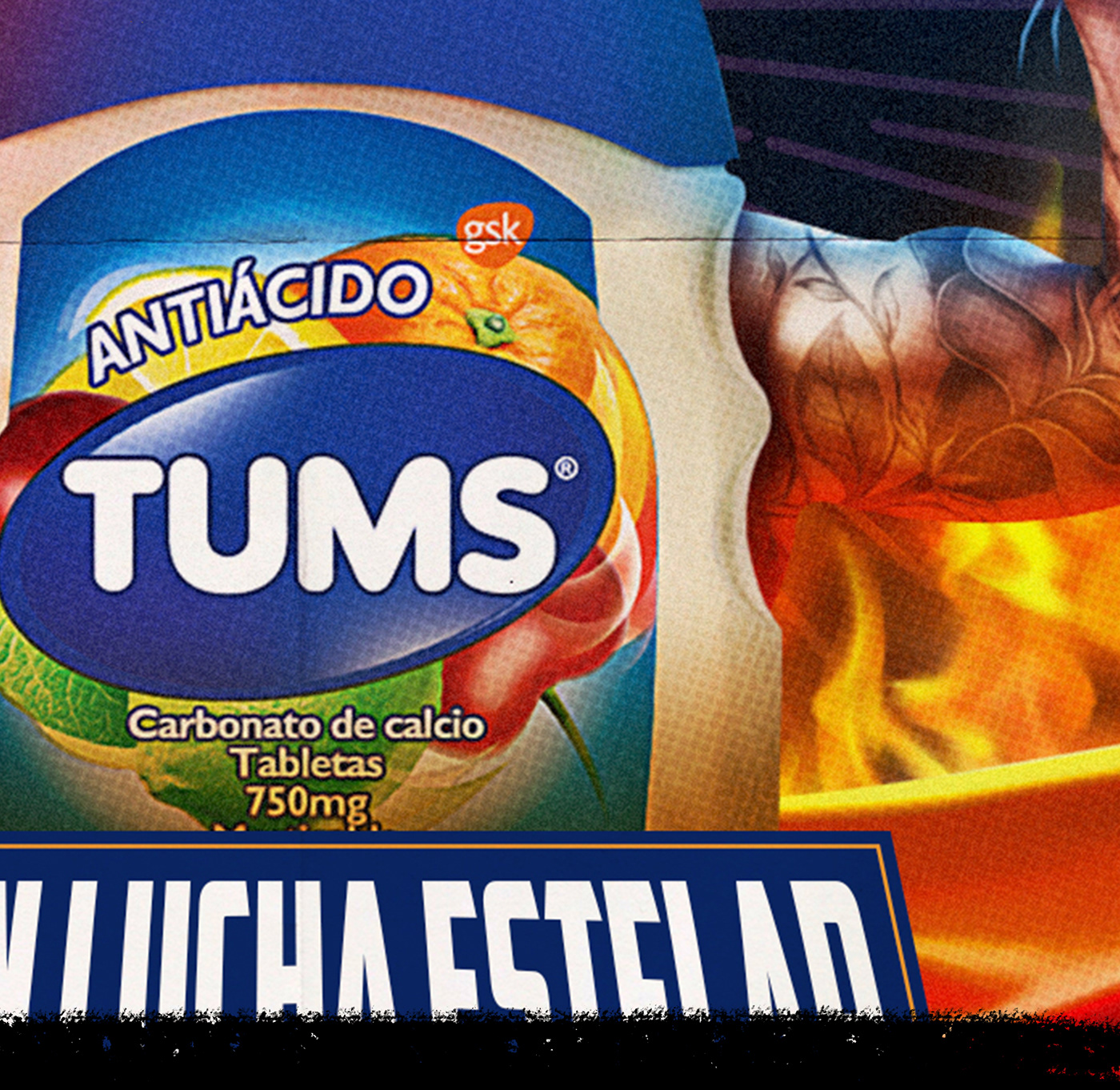 lucha lucha libre TUMS ad advertisement digital painting design mexico Mex luchadores