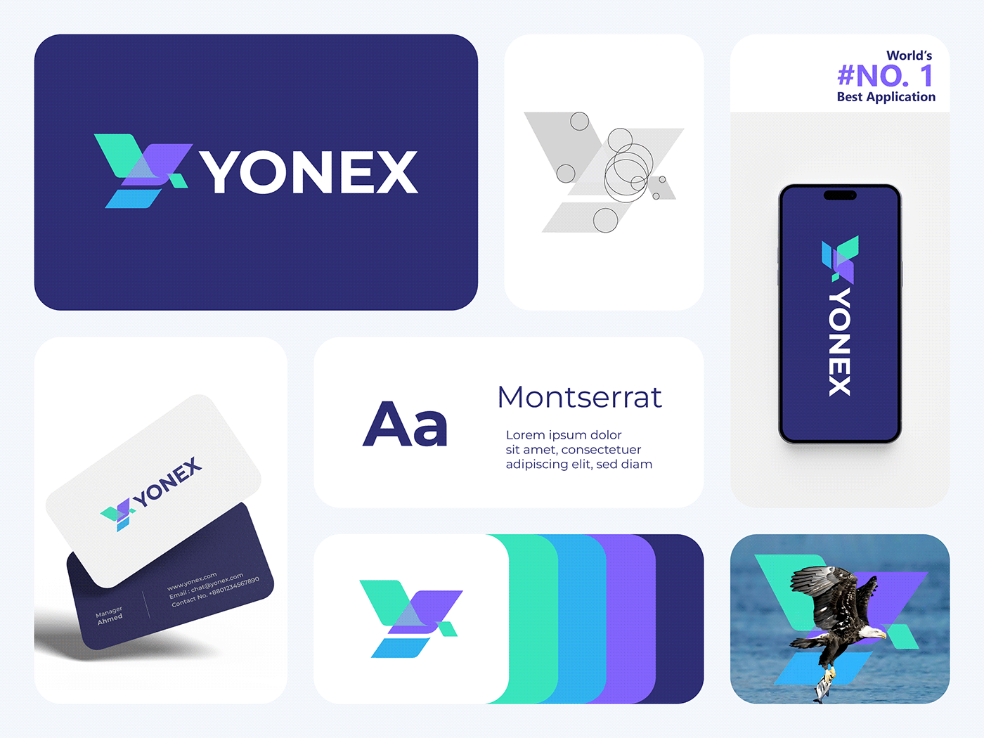 yonex   Pictorial bird falcon initial monogram Logotype brand identity Logo Design Graphic Designer