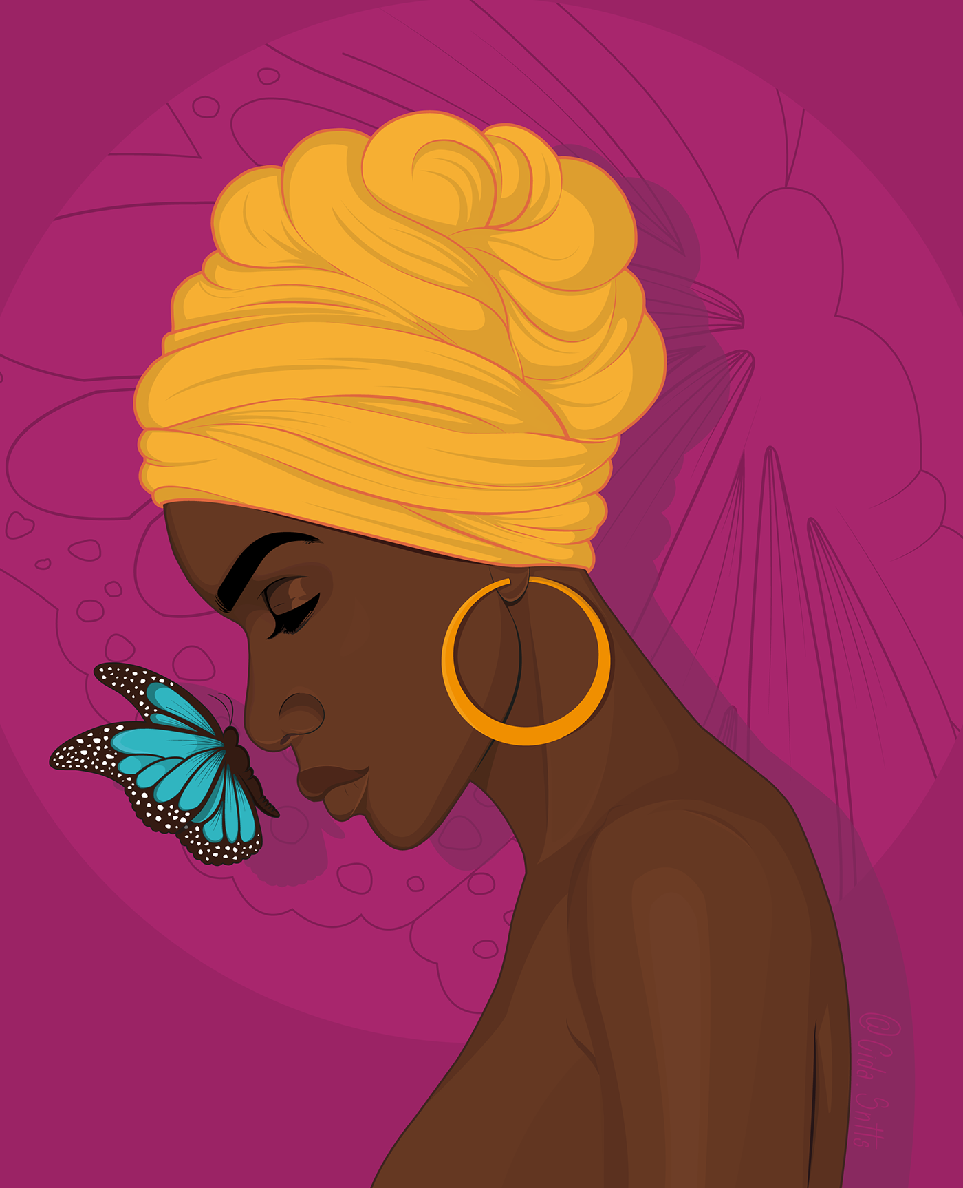 Ilustração mulher força e delicadeza ilustração Digital desenho afro