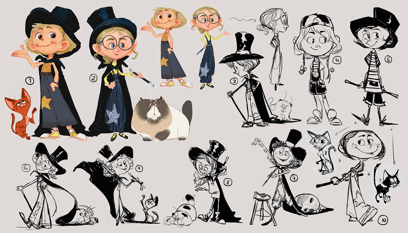 Character design  character paint girl magician Cat
