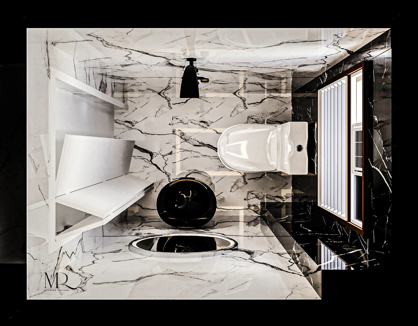 bathroom interior design  architecture Render visualization corona black and white monochrome