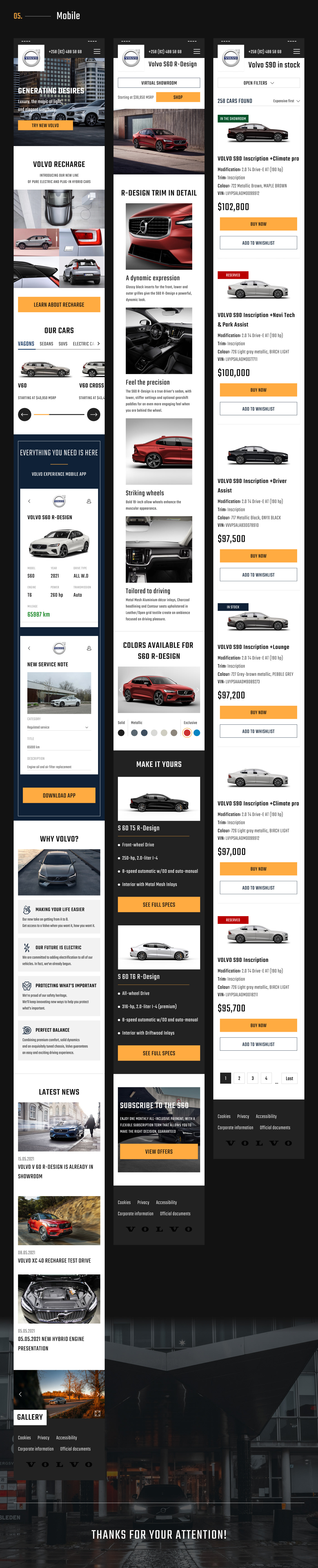 automobile car Cardealer catalog Figma strict UI/UX Volvo Web Design  Website