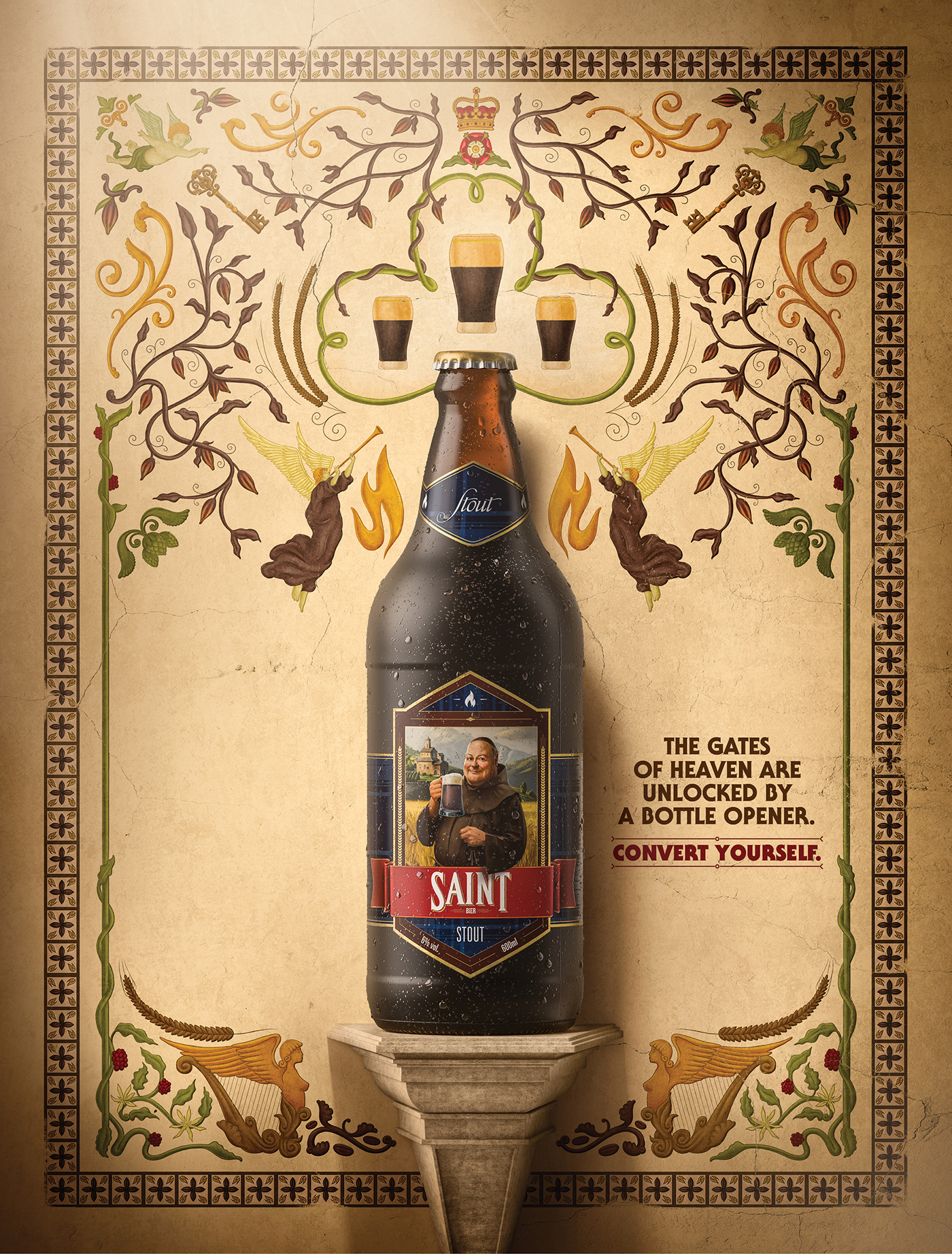 Bier Saint Bier art brand Label beer print illlustration bottle Cerveja hop