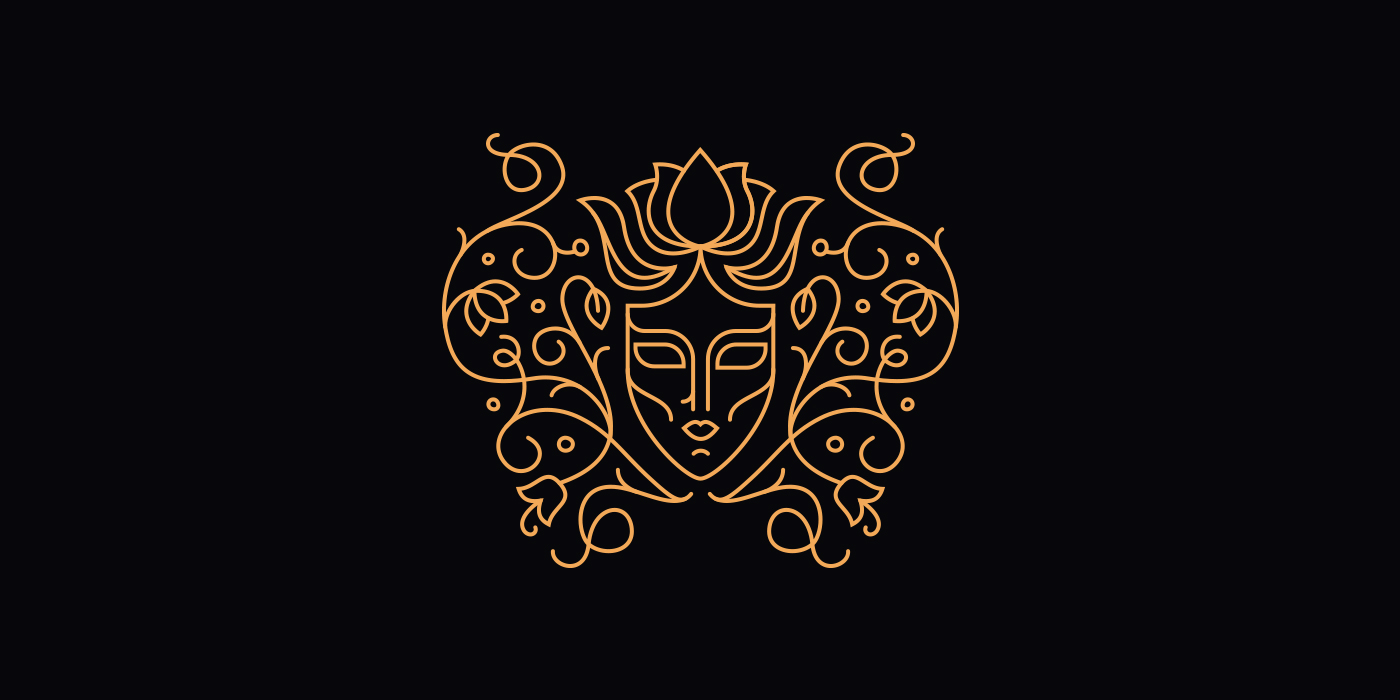 line illustration goddess mask face spirit Swirls symbol myth mark witch