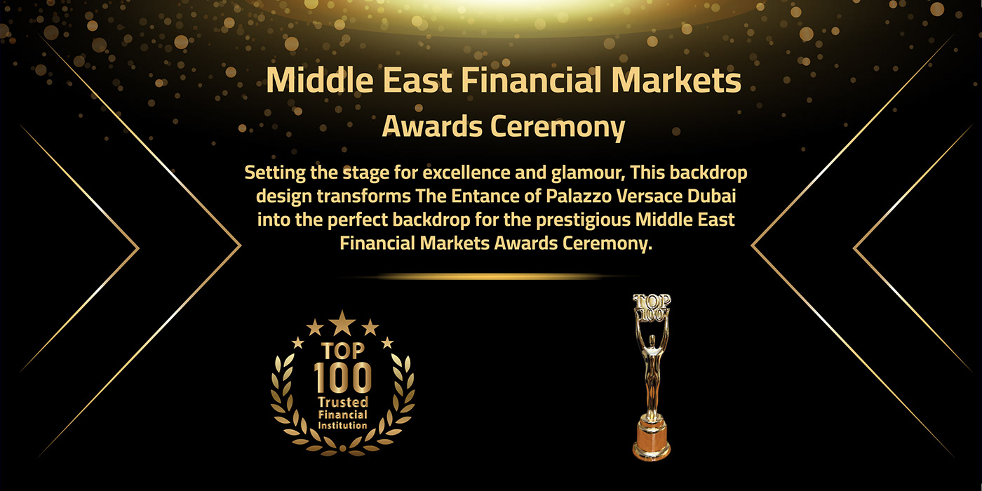 Awards ceremony backdrop finance dubai red carpet top 100 middle east Event