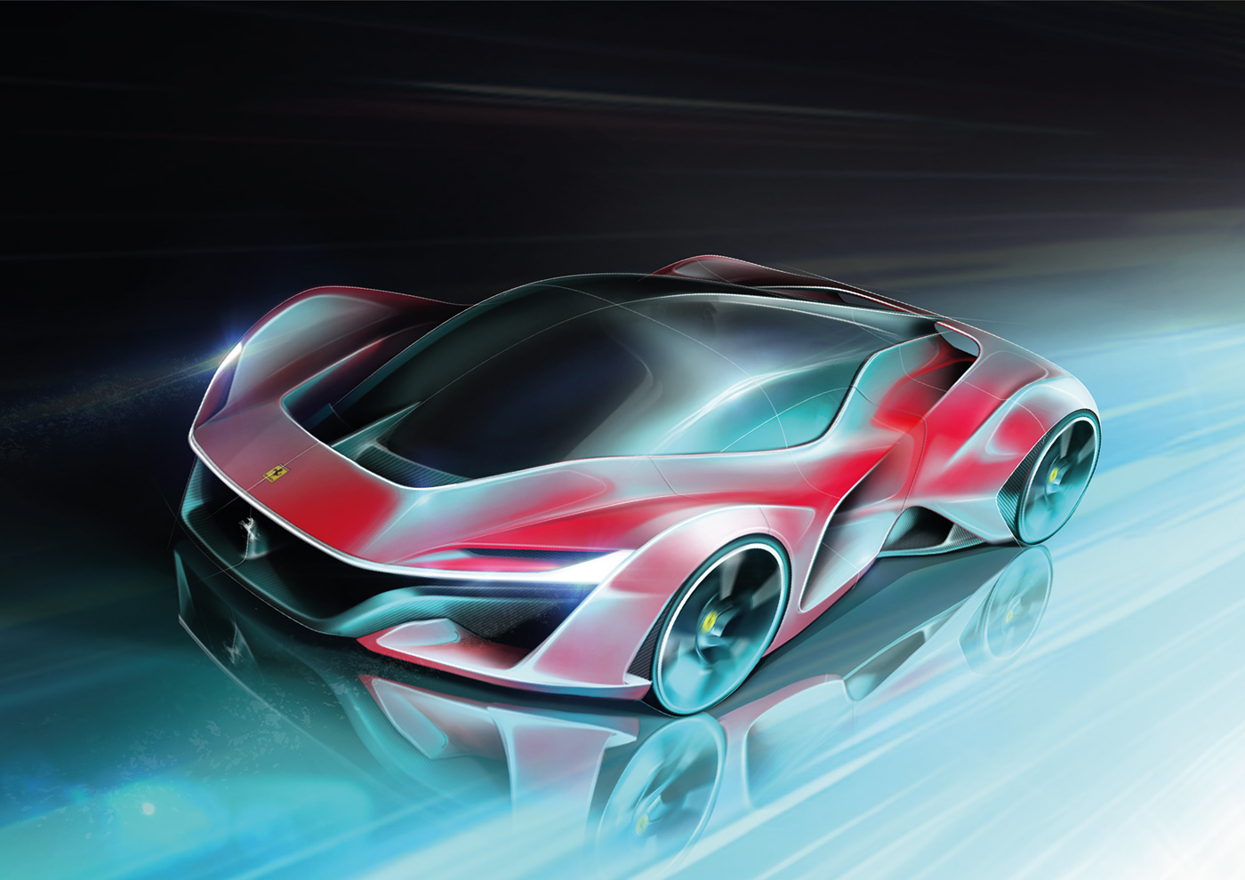 3D car concept electric FERRARI hypercar pininfarina Racing Render supercar