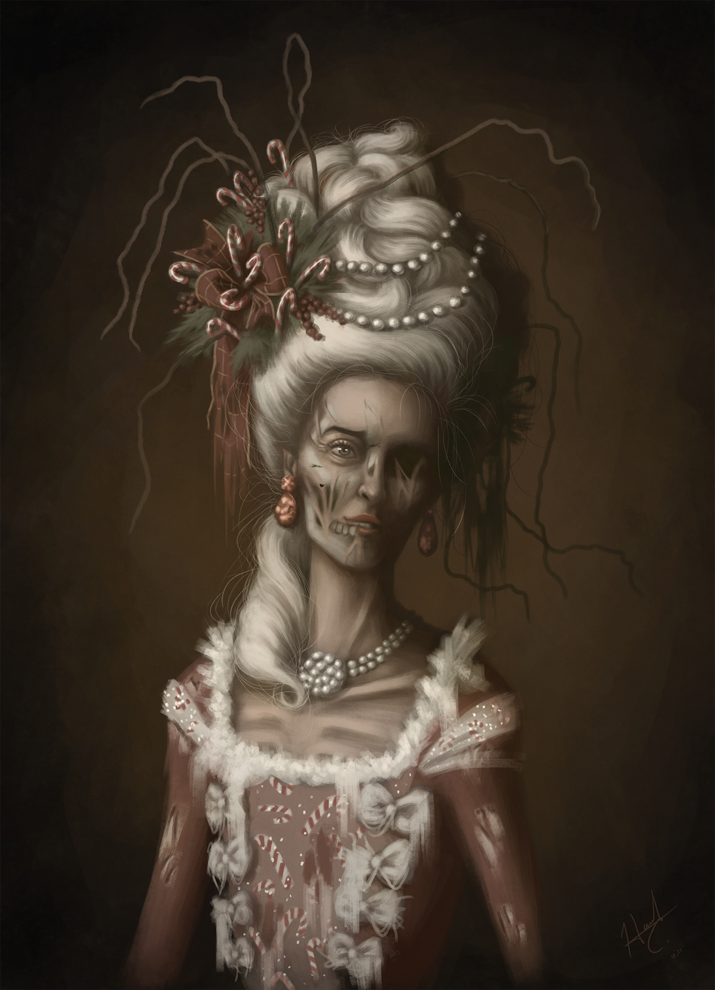 Character design  Christmas concept art Dark Fantasy Digital Art  horror ILLUSTRATION  portrait undead zombie