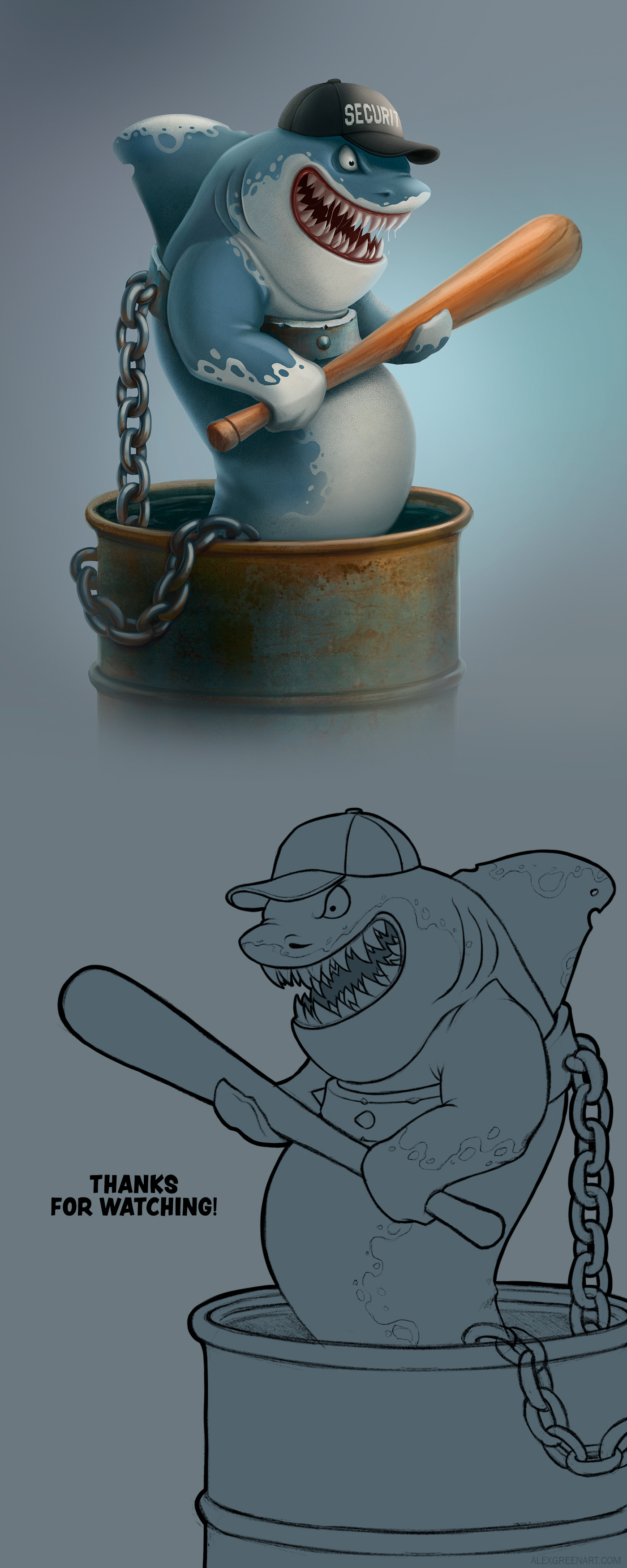 shark animal cartoon Character design game art security ILLUSTRATION  Game Art