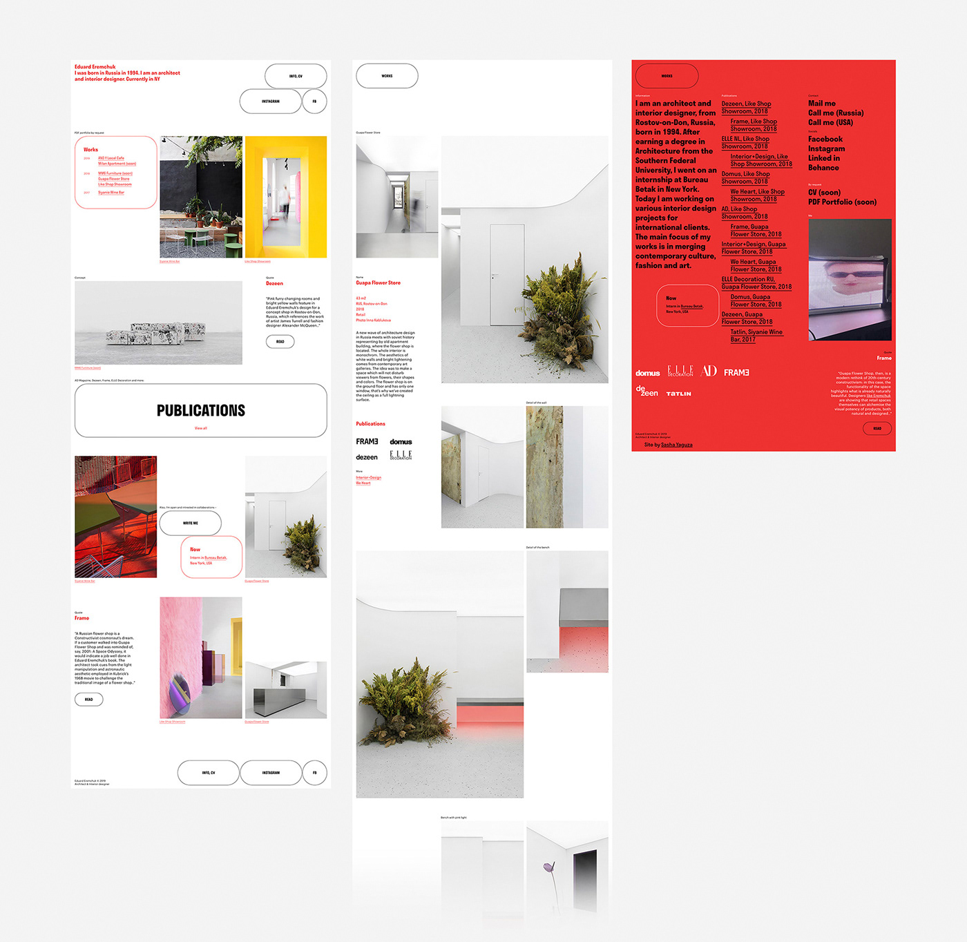 architecture interior design  Website personal red typography   creative grid