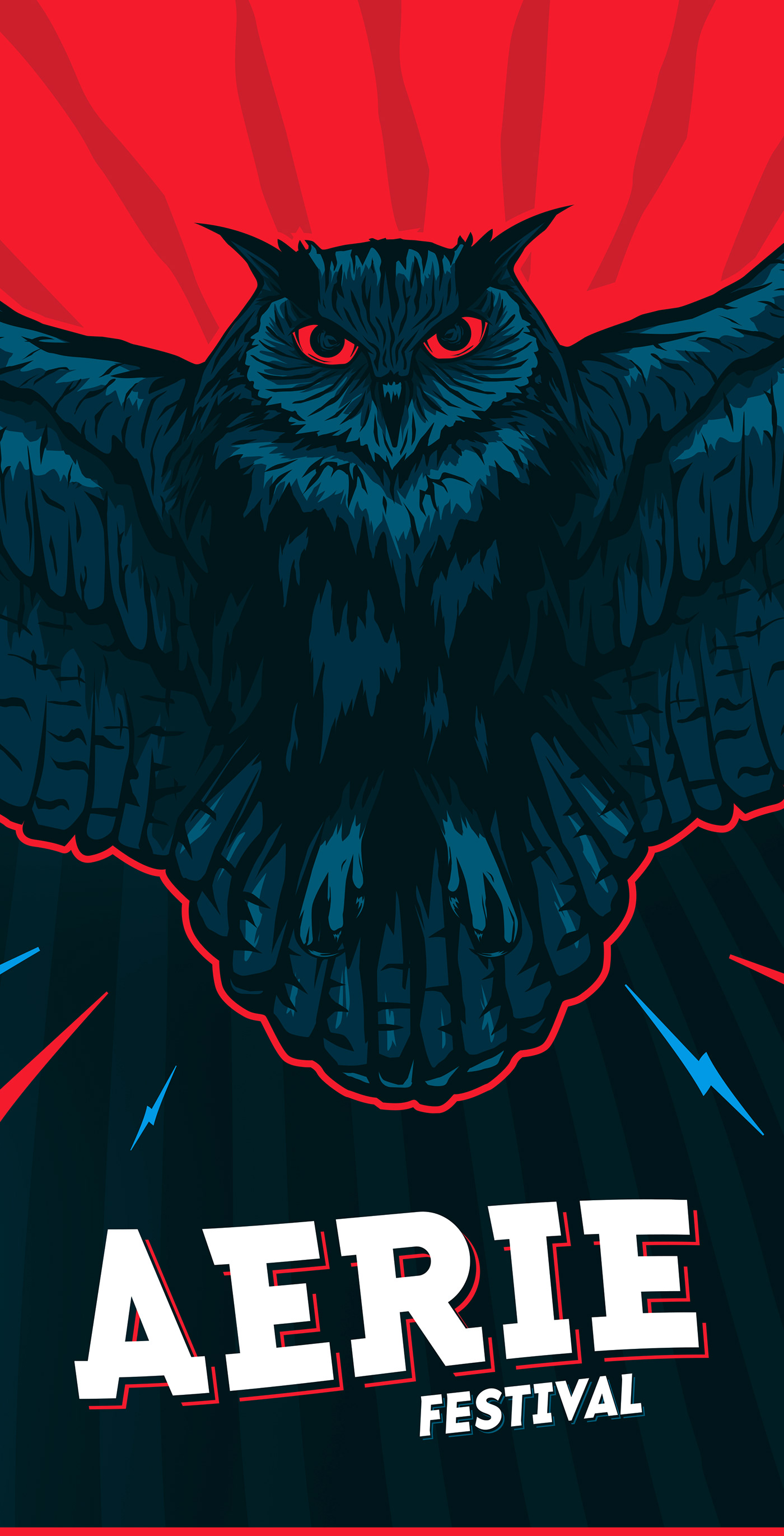 festival indie owl dark deep rock red blue sweyda ILLUSTRATION 