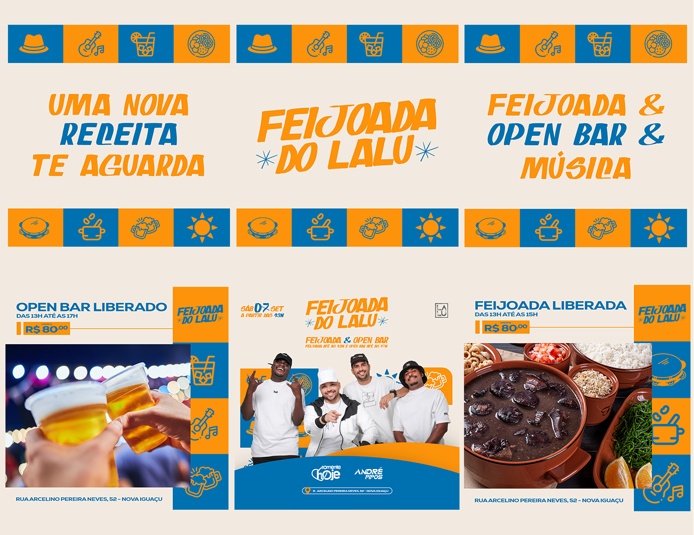 Evento identidade visual Brasil marca cultura tipografia Feijoada flyer Social media post marketing  