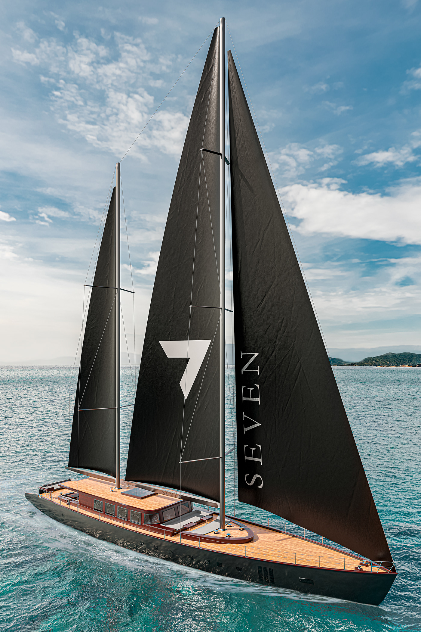 archviz CGI design luxury Render sailboat sailing superyacht visualization yacht