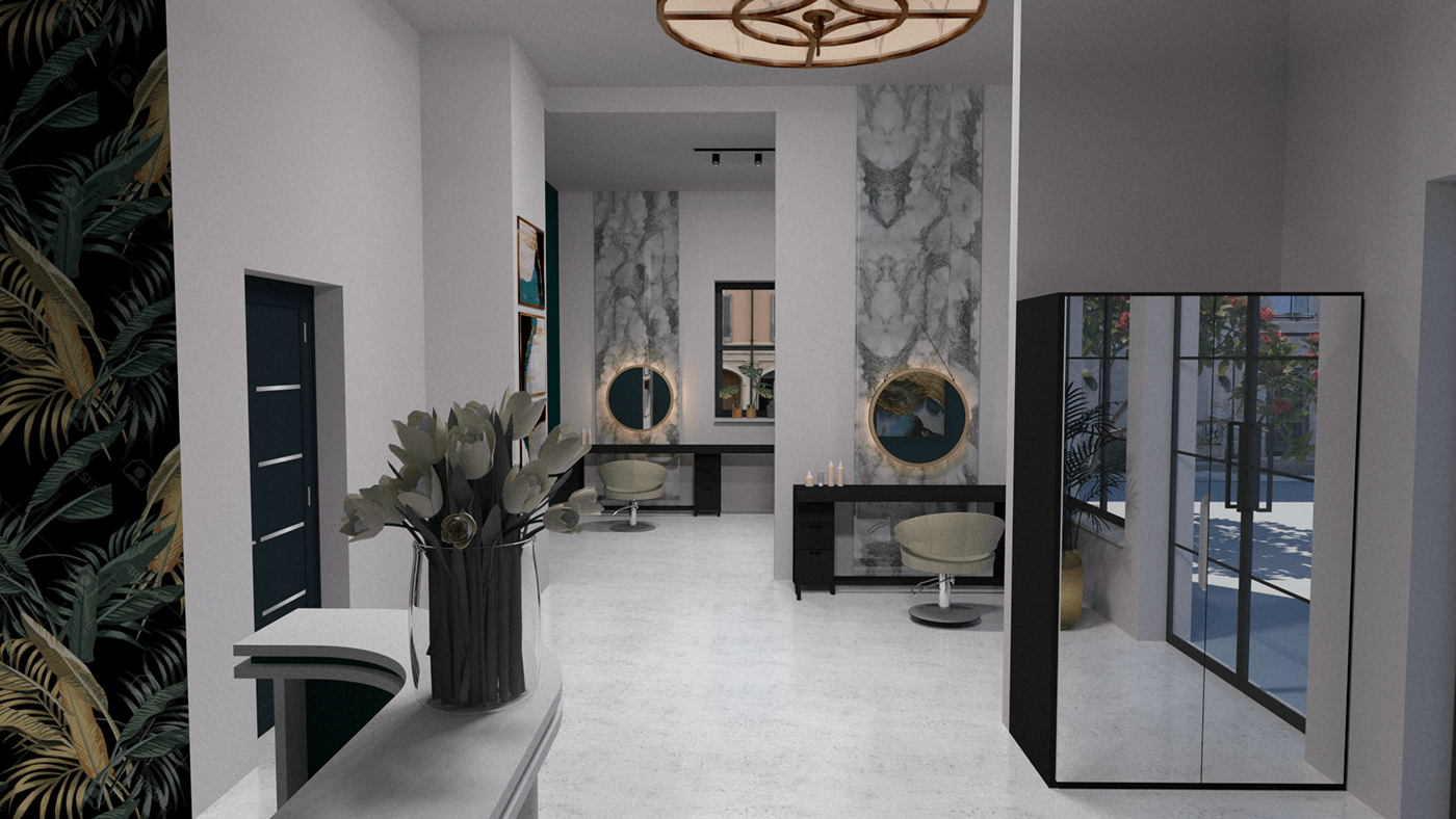 hairdressing salon interior design  Render visualization