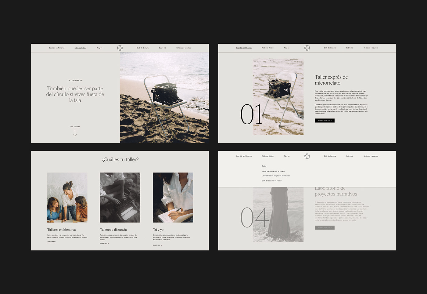 Website screens of Ana Haro's website featuring a modern, minimalist UI design