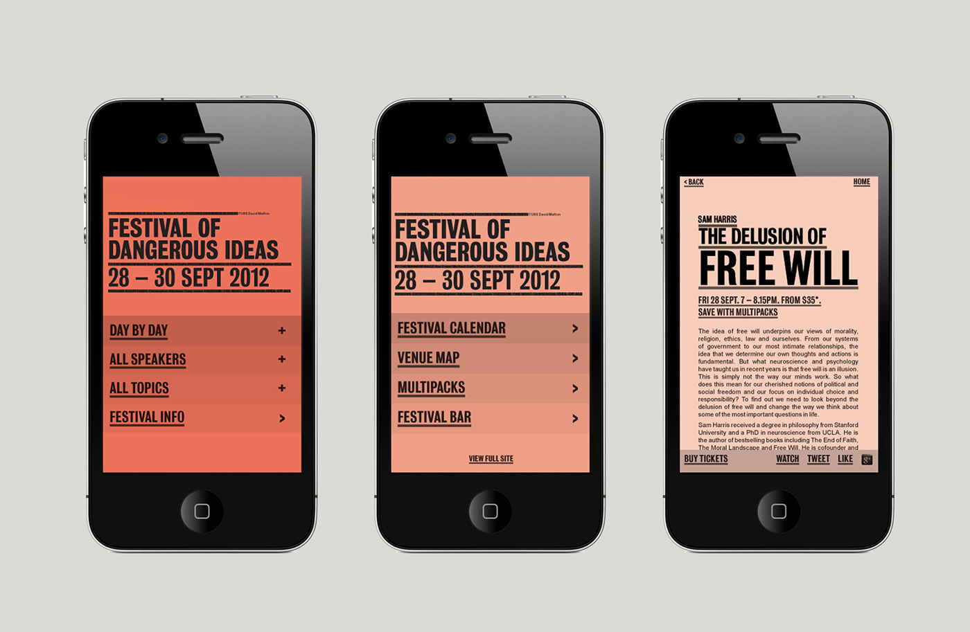 festival talks brochure Website bold typographic Direct mail Press ads Invitation