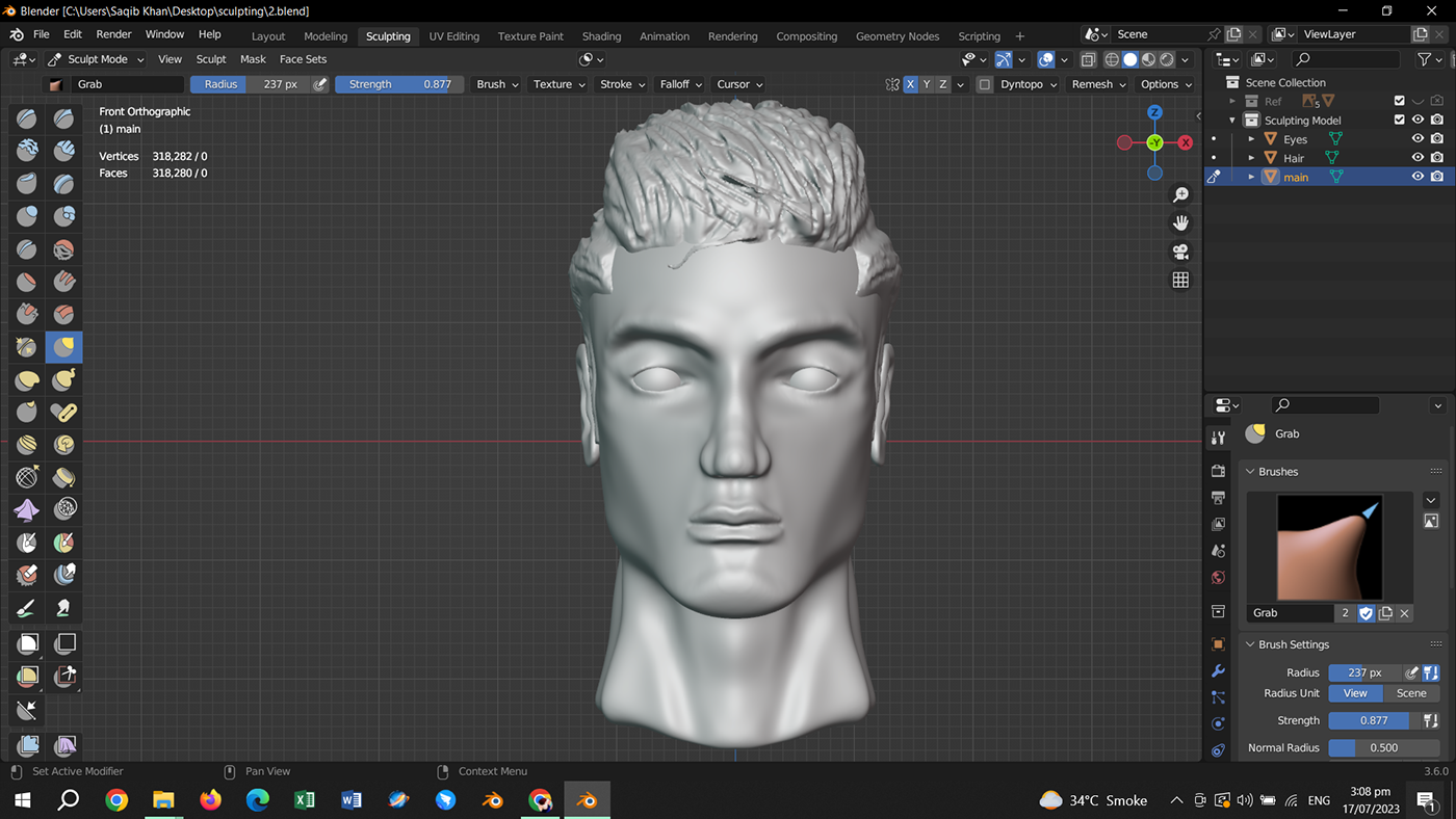 sculpture headsculpt Digital Sculpting 3d art Render blendersculpting malehead maleheadsketch