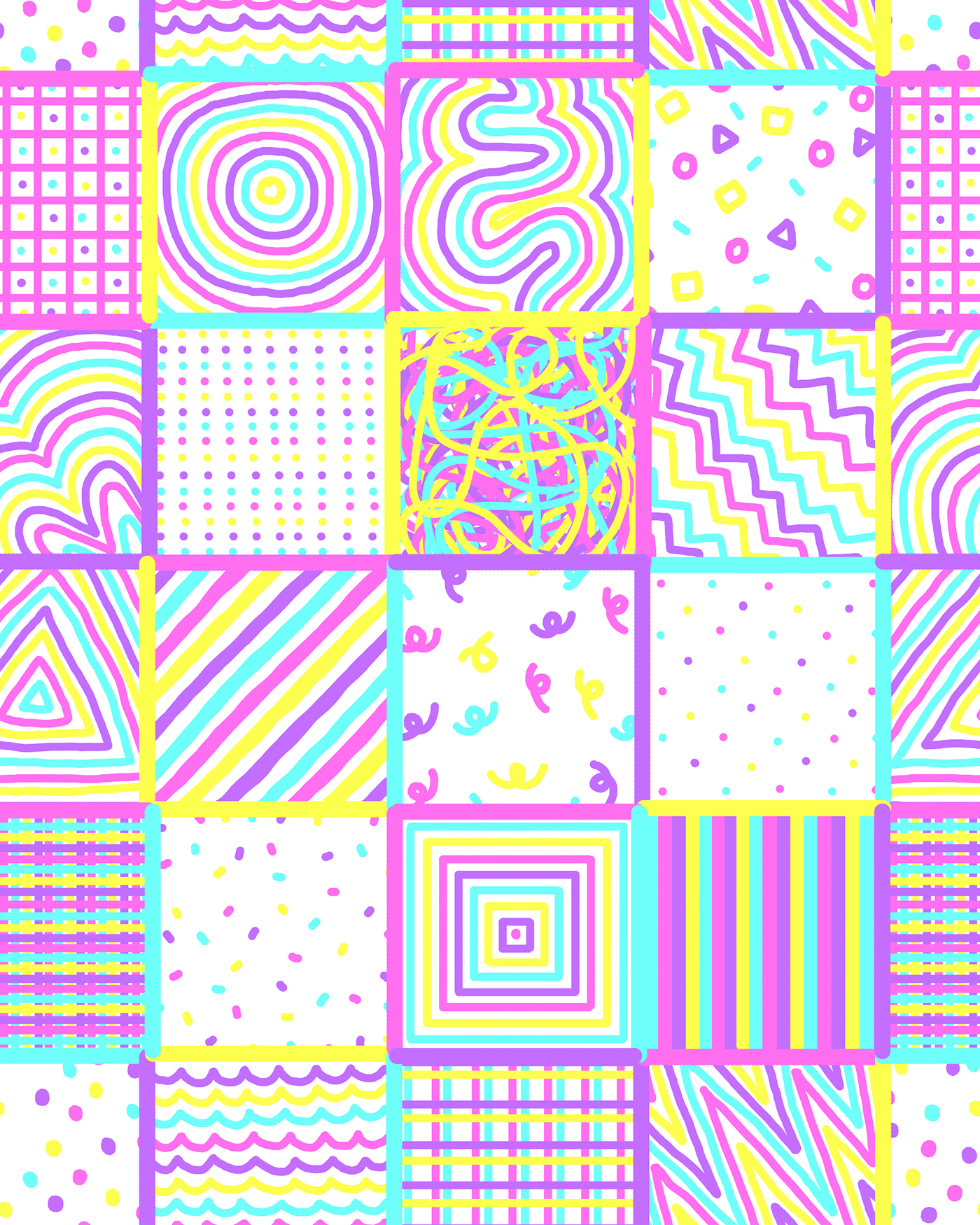 pattern zigzag polkadot Digital Art  surface design neon